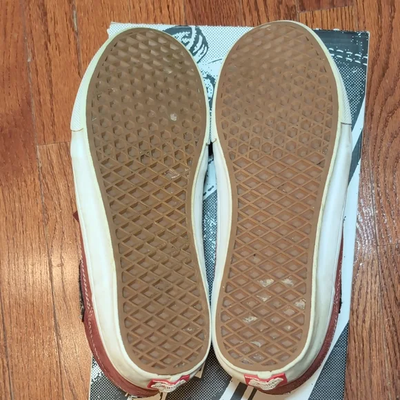 Vans Skateboarding Half Cab Pig Suede Size 10.5 Brick Red Burgandy White Sole - Picture 9 of 16